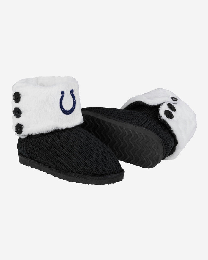 Indianapolis Colts Womens Knit High End Button Boot Slipper FOCO - FOCO.com