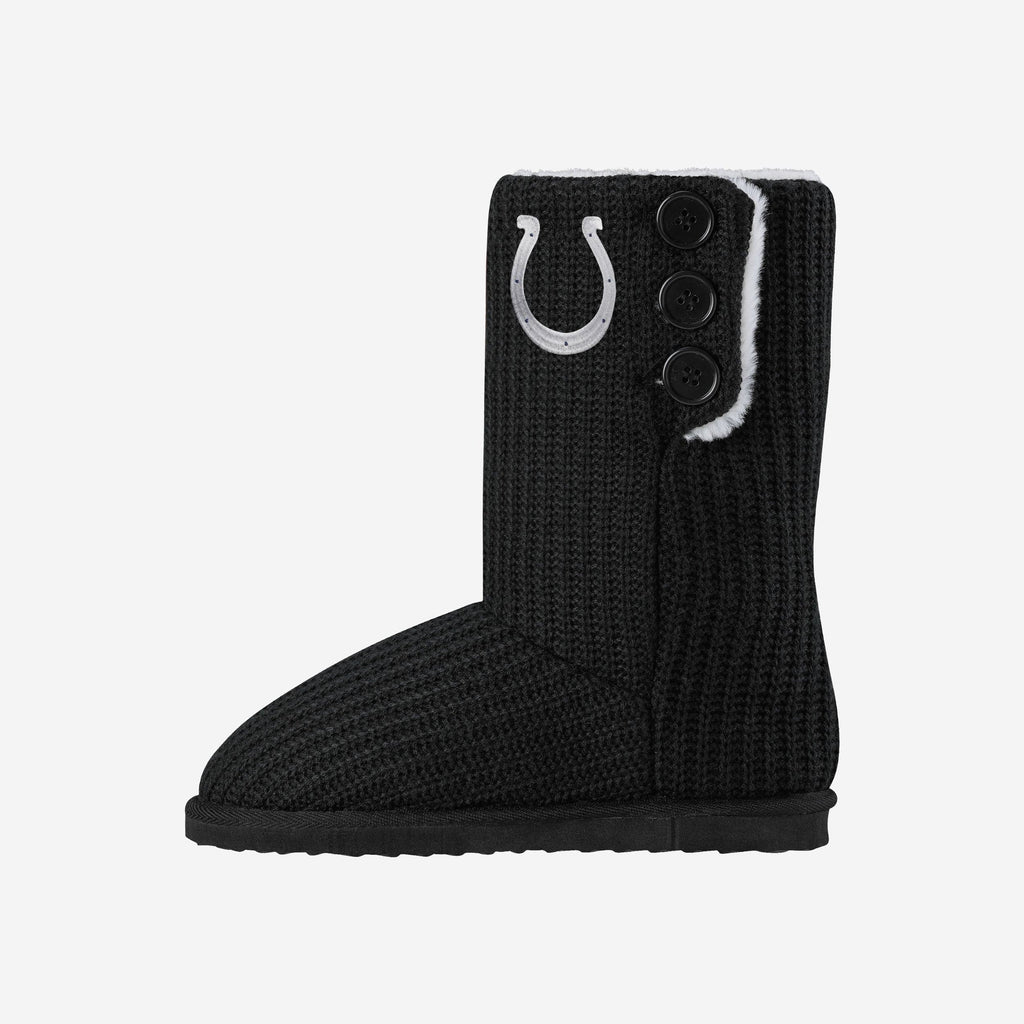 Indianapolis Colts Womens Knit High End Button Boot Slipper FOCO S - FOCO.com