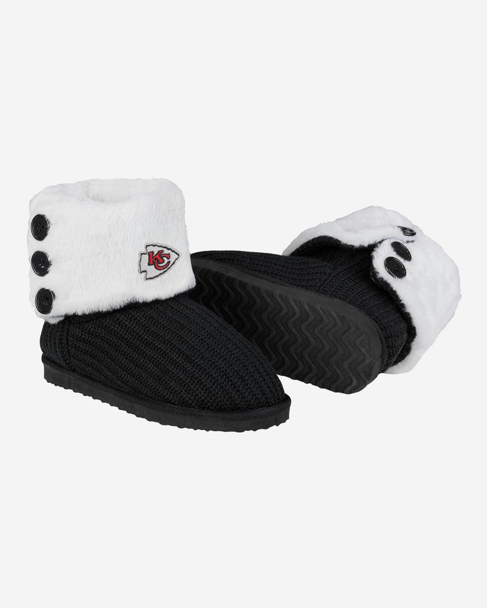 Kansas City Chiefs Knit High End Button Boot Slipper FOCO - FOCO.com