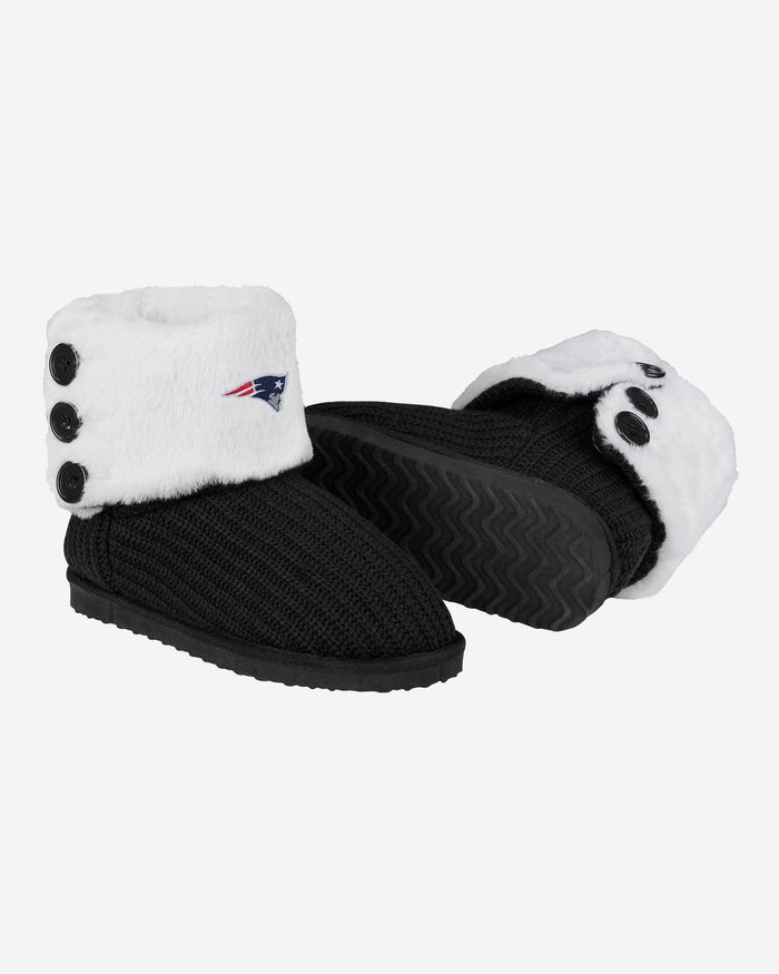 New England Patriots Knit High End Button Boot Slipper FOCO - FOCO.com