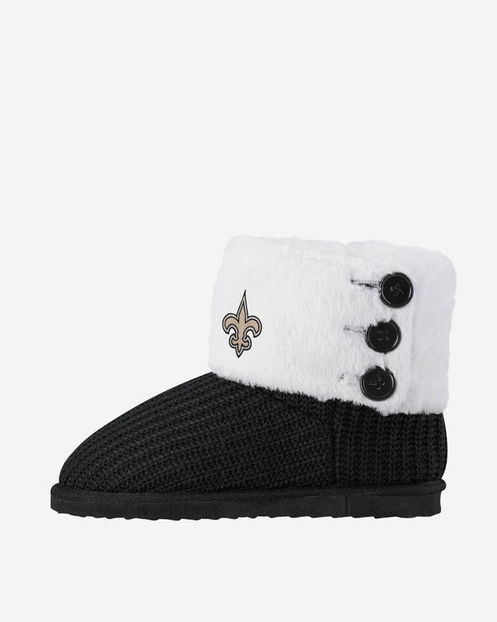 New Orleans Saints Knit High End Button Boot Slipper FOCO - FOCO.com