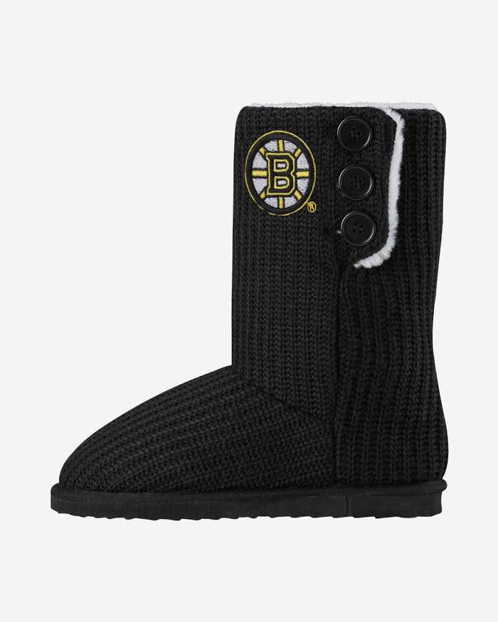 Boston Bruins Knit High End Button Boot Slipper FOCO S - FOCO.com