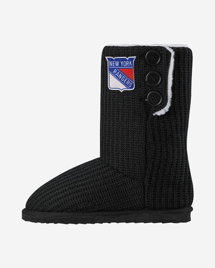 New York Rangers Knit High End Button Boot Slipper FOCO S - FOCO.com