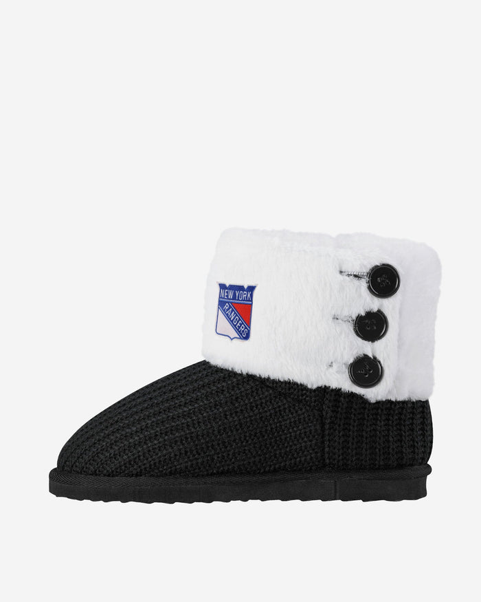 New York Rangers Knit High End Button Boot Slipper FOCO - FOCO.com