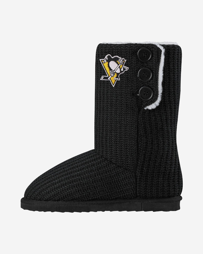 Pittsburgh Penguins Knit High End Button Boot Slipper FOCO S - FOCO.com