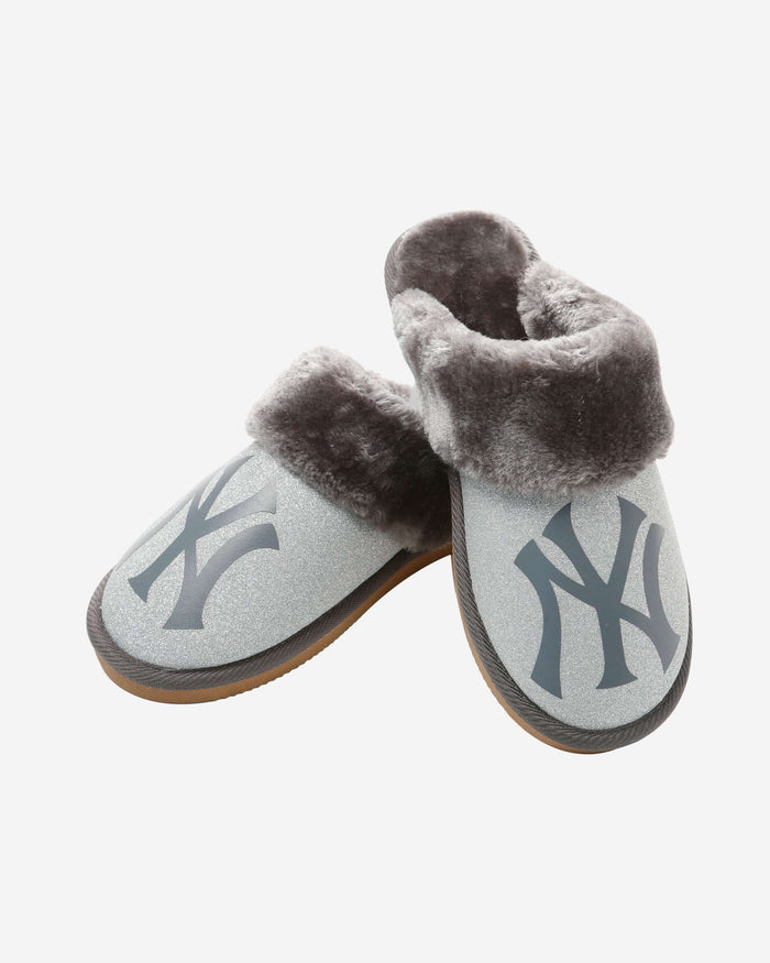 New York Yankees Womens Glitter Open Back Fur Moccasin Slipper FOCO - FOCO.com