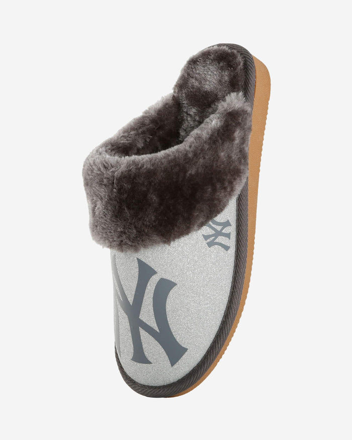 New York Yankees Womens Glitter Open Back Fur Moccasin Slipper FOCO - FOCO.com