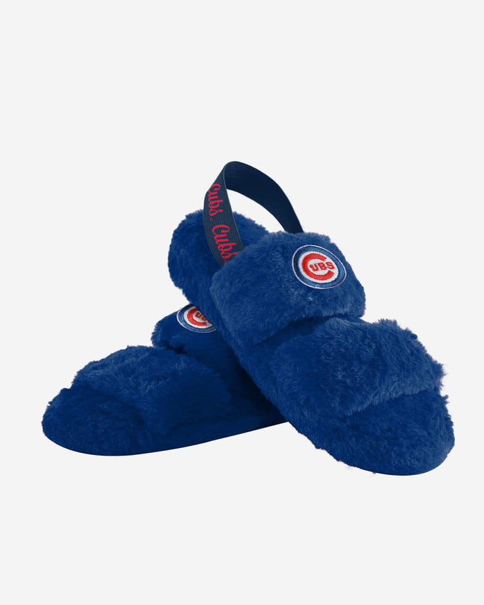 Chicago Cubs Womens Heel Strap Wordmark Fur Slide FOCO - FOCO.com