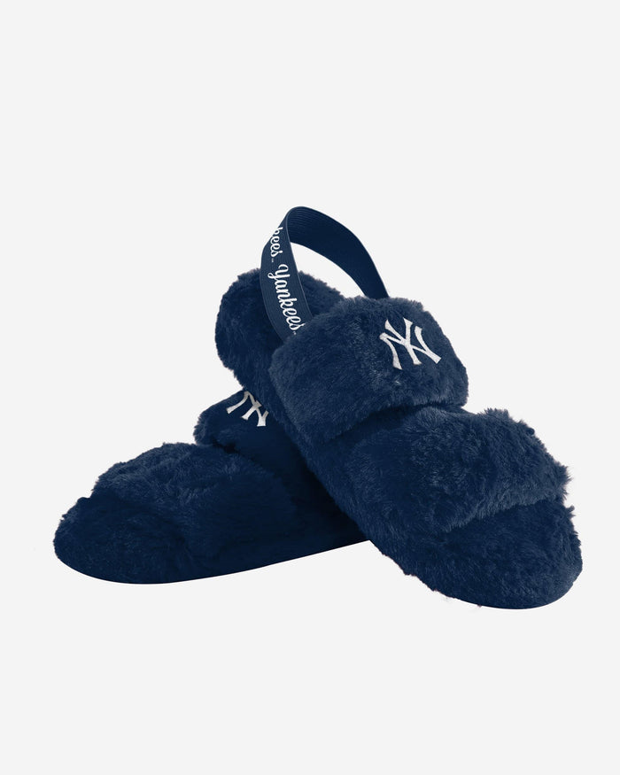New York Yankees Womens Heel Strap Wordmark Fur Slide FOCO - FOCO.com