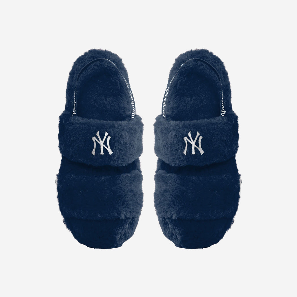 New York Yankees Womens Heel Strap Wordmark Fur Slide FOCO S - FOCO.com
