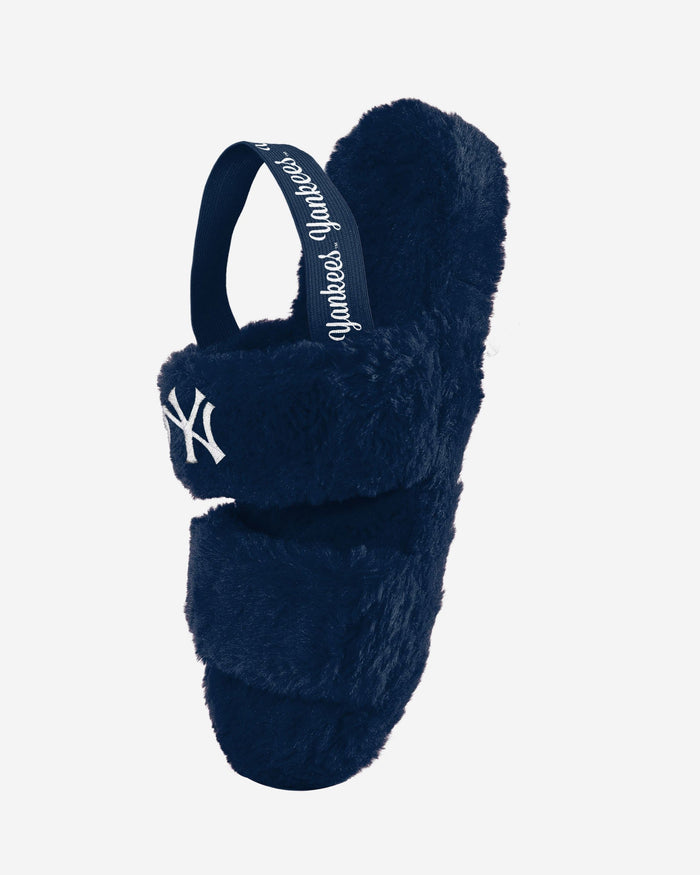New York Yankees Womens Heel Strap Wordmark Fur Slide FOCO - FOCO.com