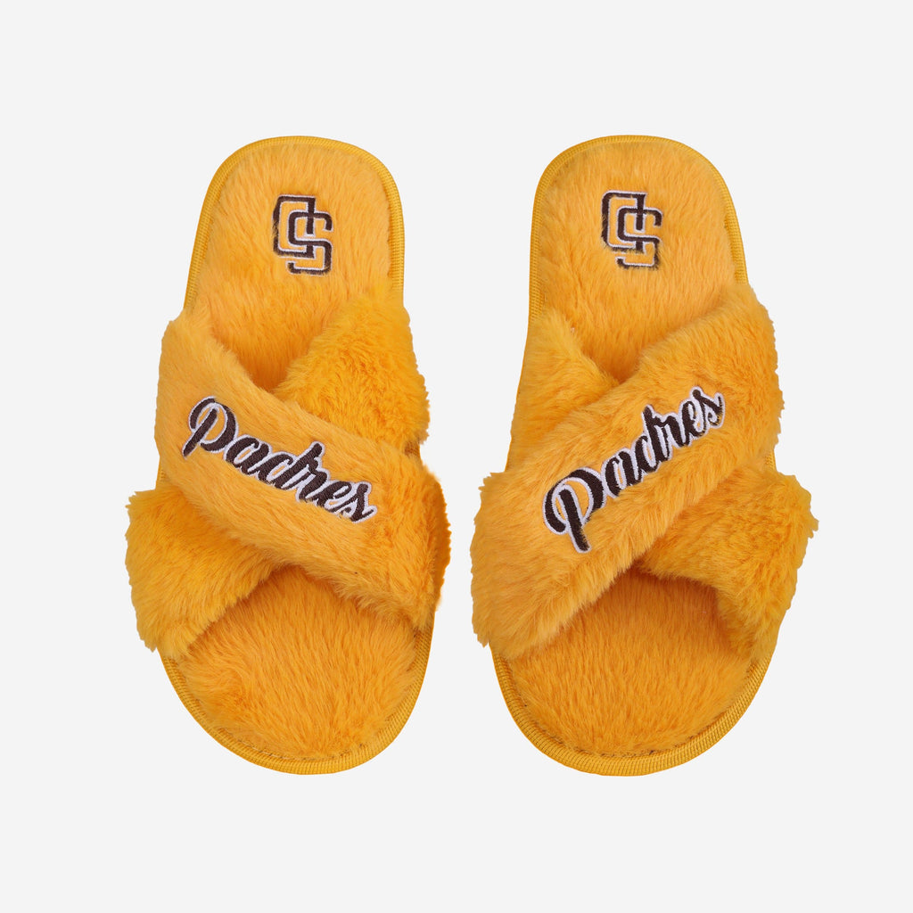 San Diego Padres Womens Script Wordmark Fur Cross Slide FOCO S - FOCO.com