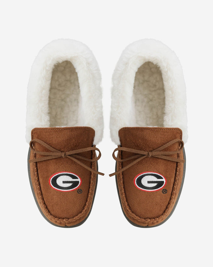 Georgia Bulldogs Womens Tan Moccasin Slipper FOCO - FOCO.com