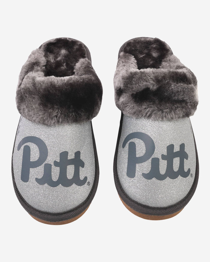 Pittsburgh Panthers Womens Glitter Open Fur Moccasin Slipper FOCO - FOCO.com