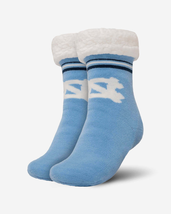 North Carolina Tar Heels Womens Stripe Logo Tall Footy Slipper Socks FOCO - FOCO.com