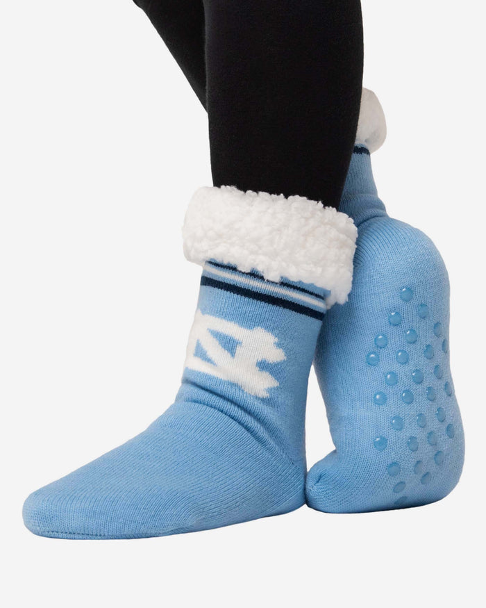North Carolina Tar Heels Womens Stripe Logo Tall Footy Slipper Socks FOCO - FOCO.com