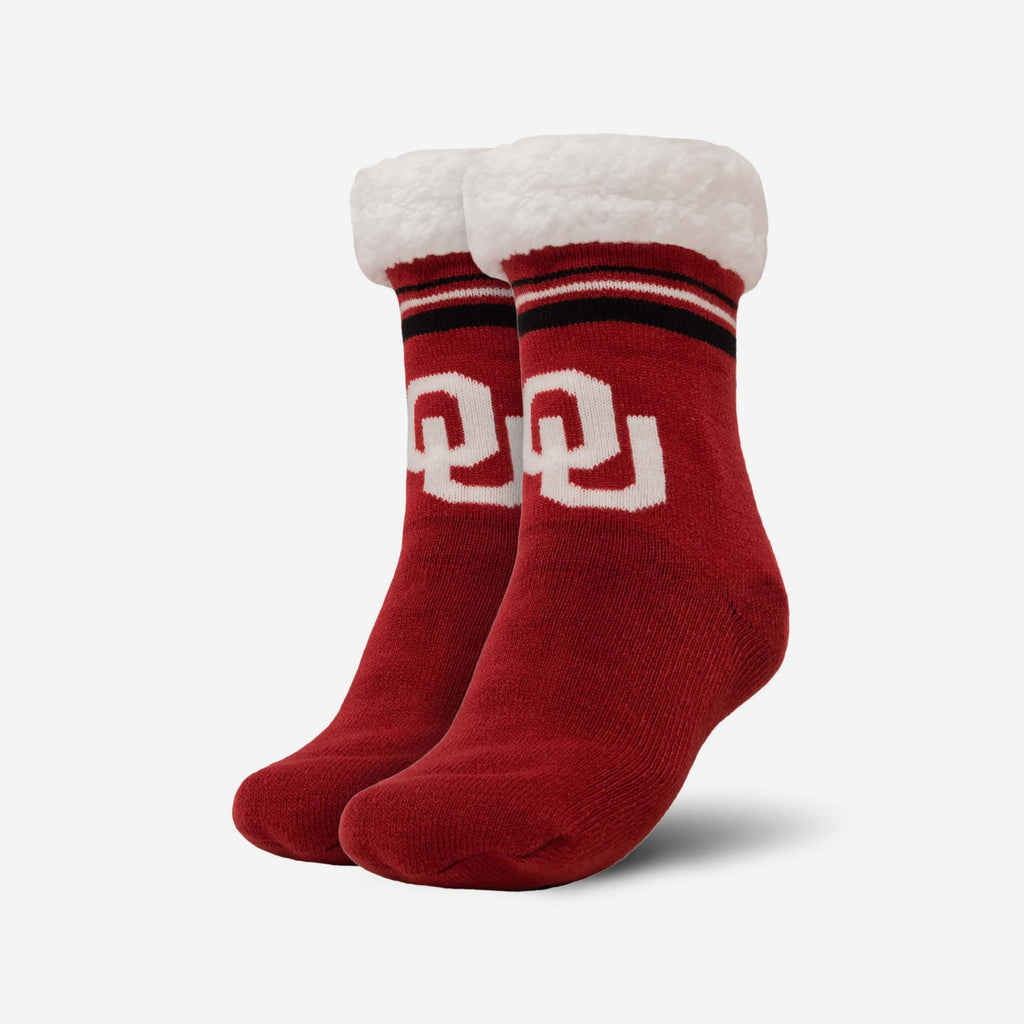 Oklahoma Sooners Womens Stripe Logo Tall Footy Slipper Socks FOCO - FOCO.com