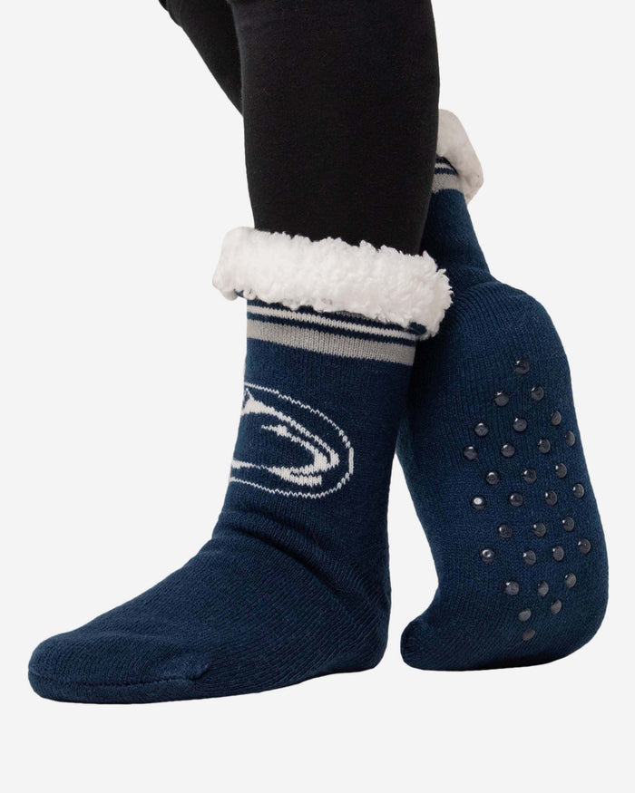 Penn State Nittany Lions Womens Stripe Logo Tall Footy Slipper Socks FOCO - FOCO.com