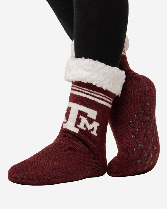 Texas A&M Aggies Womens Stripe Logo Tall Footy Slipper Socks FOCO - FOCO.com