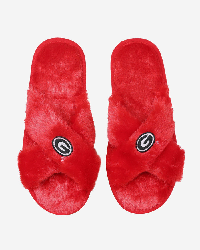 Georgia Bulldogs Womens Script Wordmark Fur Cross Slide FOCO S - FOCO.com