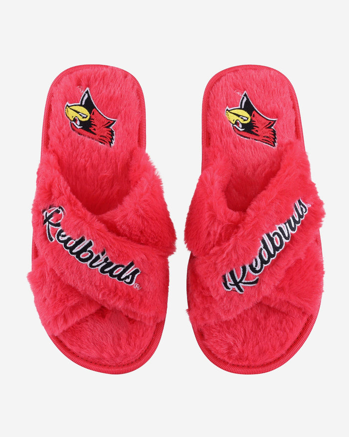 Illinois State Redbirds Womens Script Wordmark Fur Cross Slide FOCO S - FOCO.com