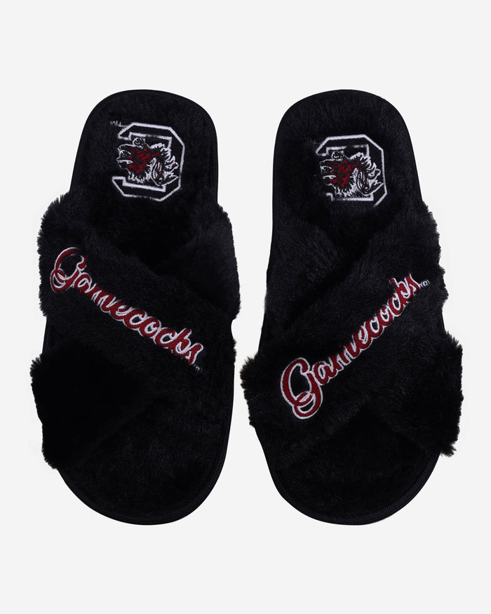 South Carolina Gamecocks Womens Script Wordmark Fur Cross Slide FOCO S - FOCO.com