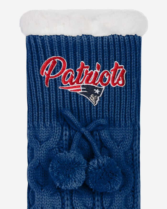 New England Patriots Womens Cable Knit Footy Slipper Socks FOCO - FOCO.com