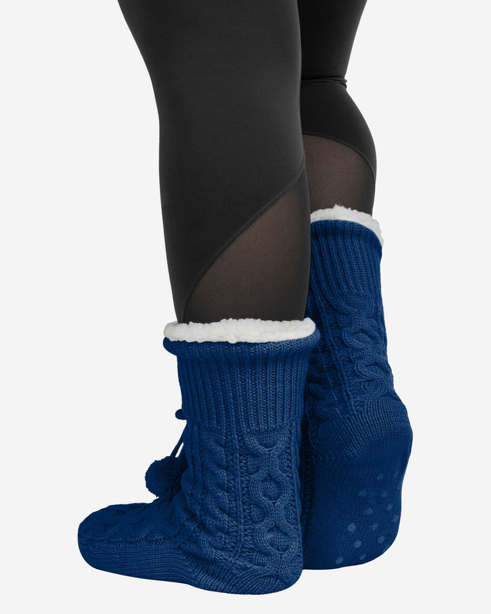 New England Patriots Womens Cable Knit Footy Slipper Socks FOCO - FOCO.com
