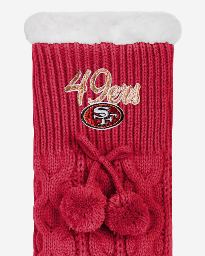 San Francisco 49ers Womens Cable Knit Footy Slipper Socks FOCO - FOCO.com