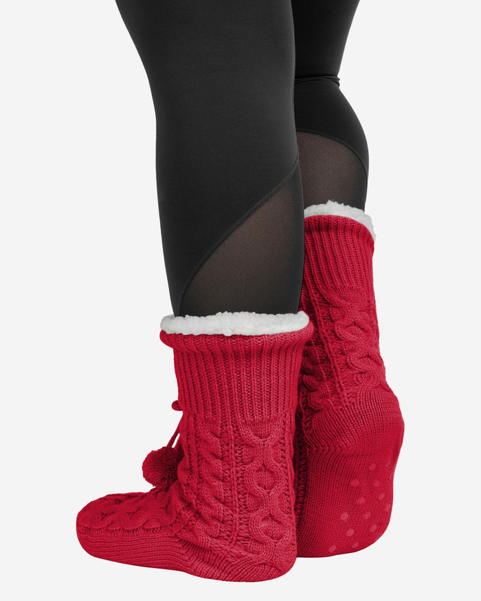 San Francisco 49ers Womens Cable Knit Footy Slipper Socks FOCO - FOCO.com