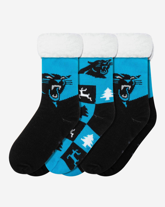 Carolina Panthers Womens Fan Footy 3 Pack Slipper Socks FOCO - FOCO.com