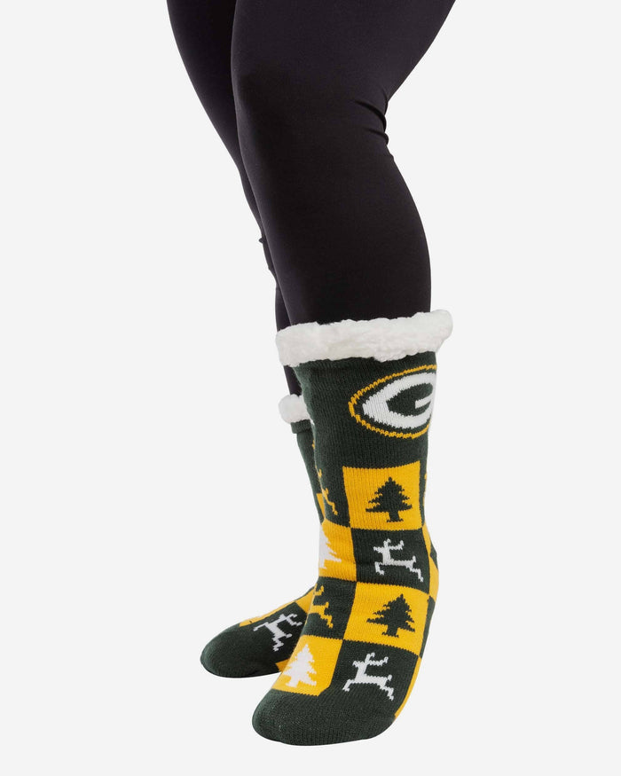 Green Bay Packers Womens Fan Footy 3 Pack Slipper Socks FOCO - FOCO.com