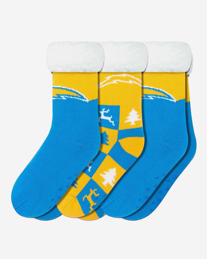 Los Angeles Chargers Womens Fan Footy 3 Pack Slipper Socks FOCO - FOCO.com