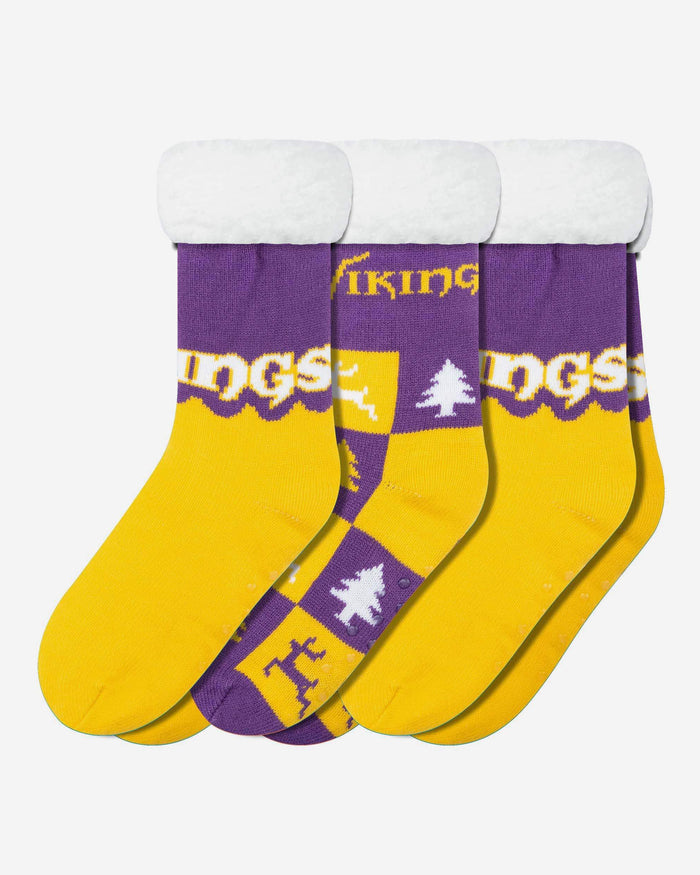 Minnesota Vikings Womens Fan Footy 3 Pack Slipper Socks FOCO - FOCO.com