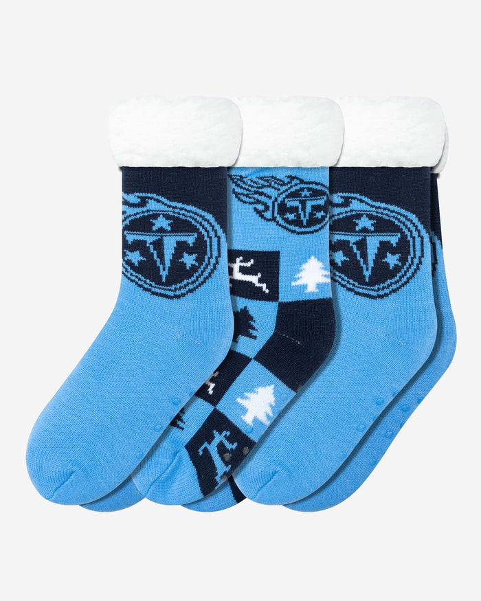 Tennessee Titans Womens Fan Footy 3 Pack Slipper Socks FOCO - FOCO.com
