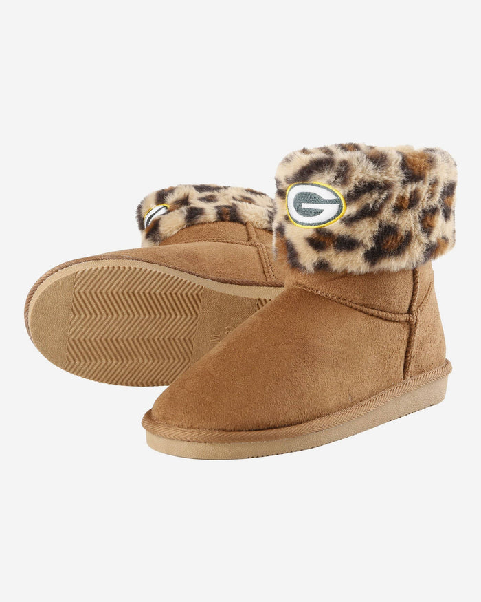 Green Bay Packers Womens Cheetah Fur Boot FOCO - FOCO.com
