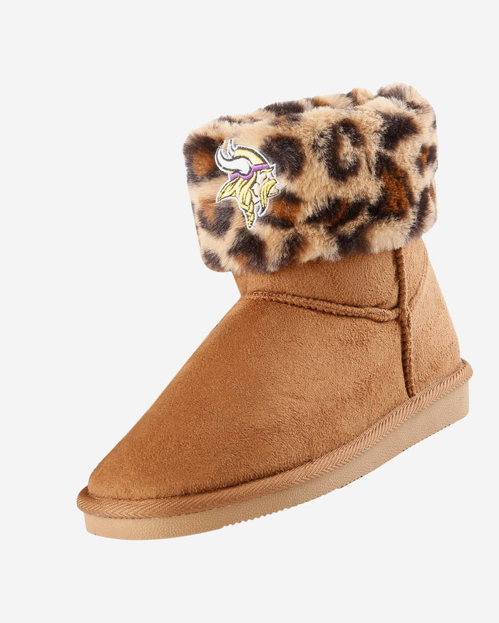 Minnesota Vikings Womens Cheetah Fur Boot FOCO - FOCO.com