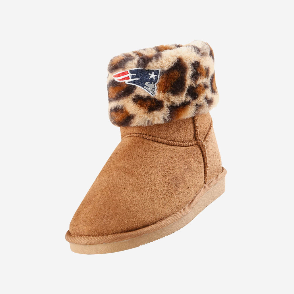 New England Patriots Womens Cheetah Fur Boot FOCO - FOCO.com