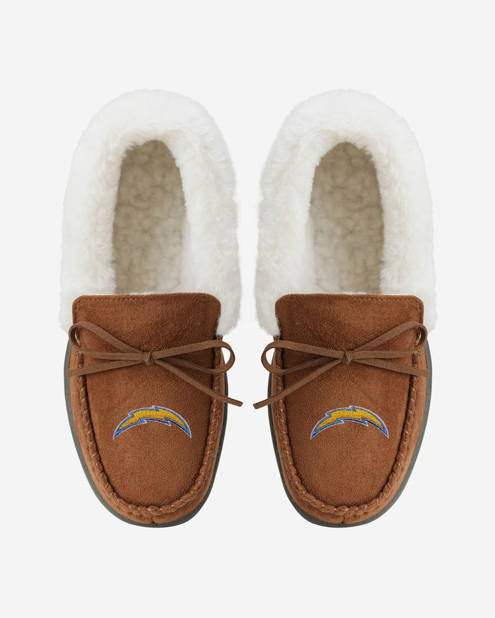 Los Angeles Chargers Womens Tan Moccasin Slipper FOCO - FOCO.com
