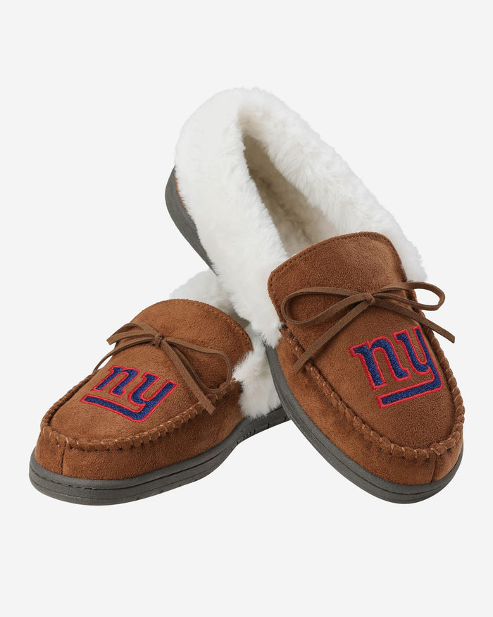 New York Giants Womens Tan Moccasin Slipper FOCO - FOCO.com