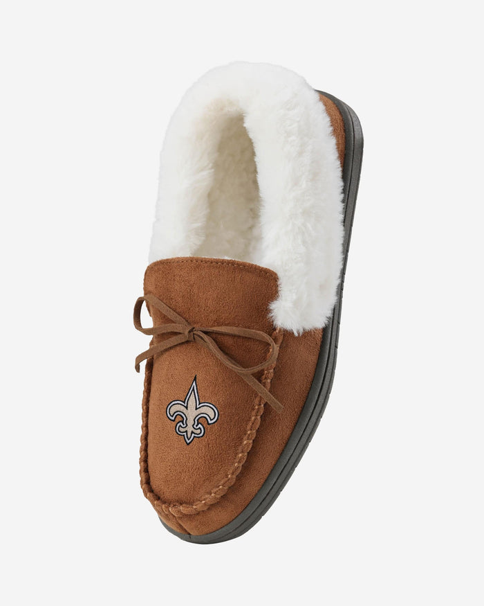 New Orleans Saints Womens Tan Moccasin Slipper FOCO - FOCO.com