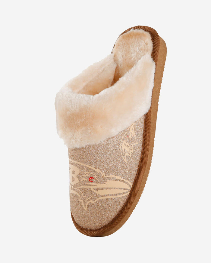 Baltimore Ravens Womens Glitter Open Back Fur Moccasin Slipper FOCO - FOCO.com