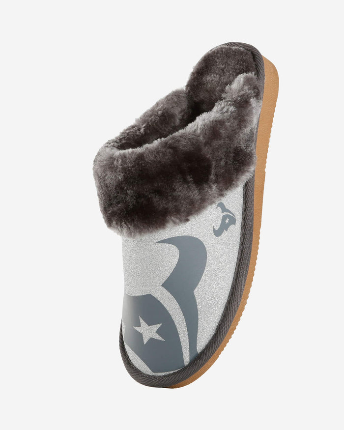 Houston Texans Womens Glitter Open Back Fur Moccasin Slipper FOCO - FOCO.com