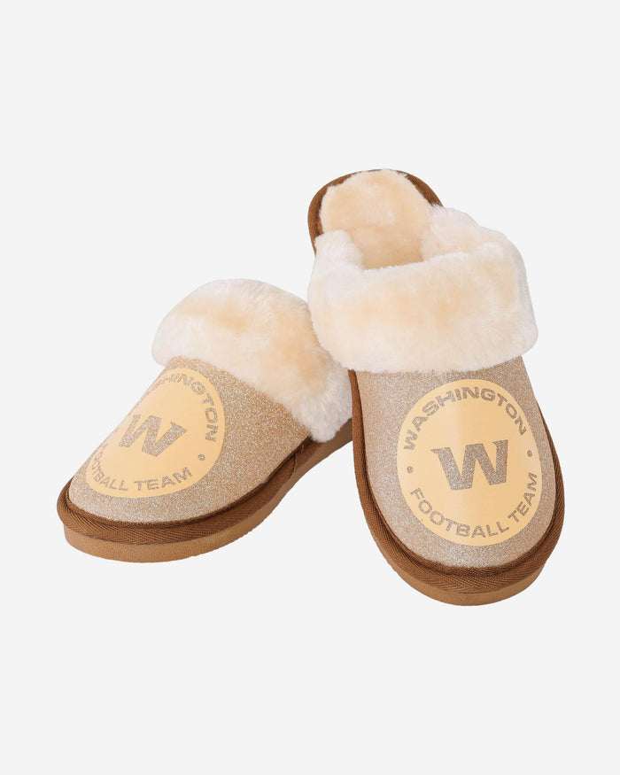 Washington Commanders Original Womens Glitter Open Back Fur Moccasin Slipper FOCO - FOCO.com