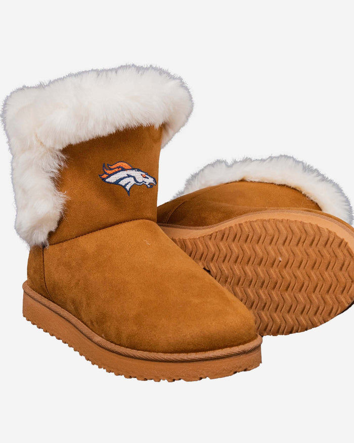 Denver Broncos Womens White Fur Boot FOCO - FOCO.com