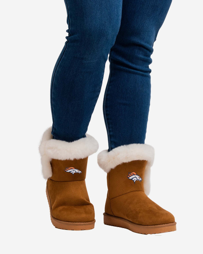 Denver Broncos Womens White Fur Boot FOCO - FOCO.com