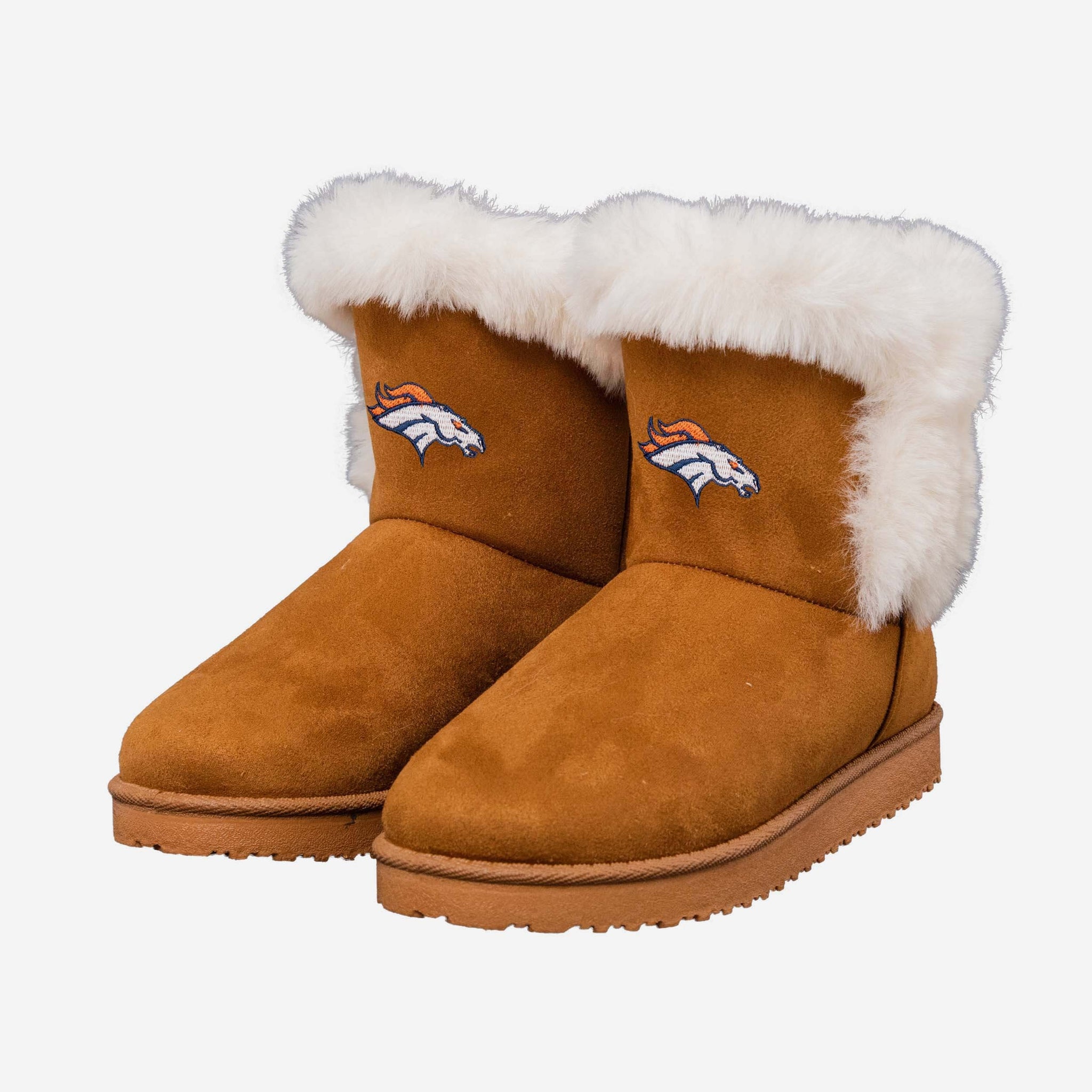 Denver Broncos Womens White Fur Boot FOCO
