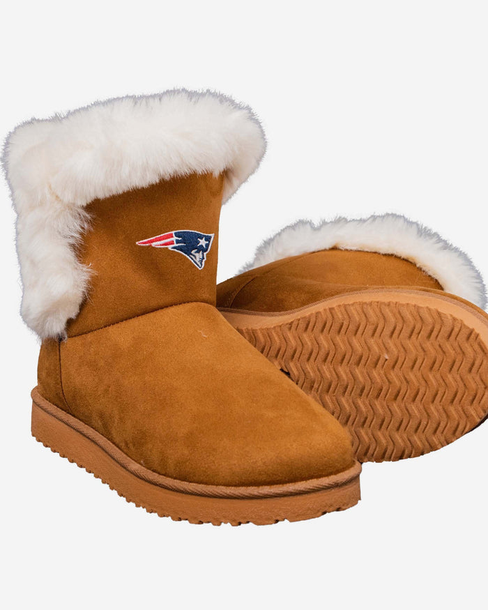 New England Patriots Womens White Fur Boot FOCO - FOCO.com
