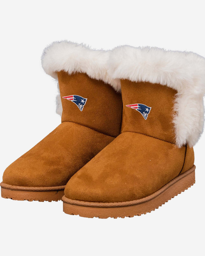 New England Patriots Womens White Fur Boot FOCO - FOCO.com