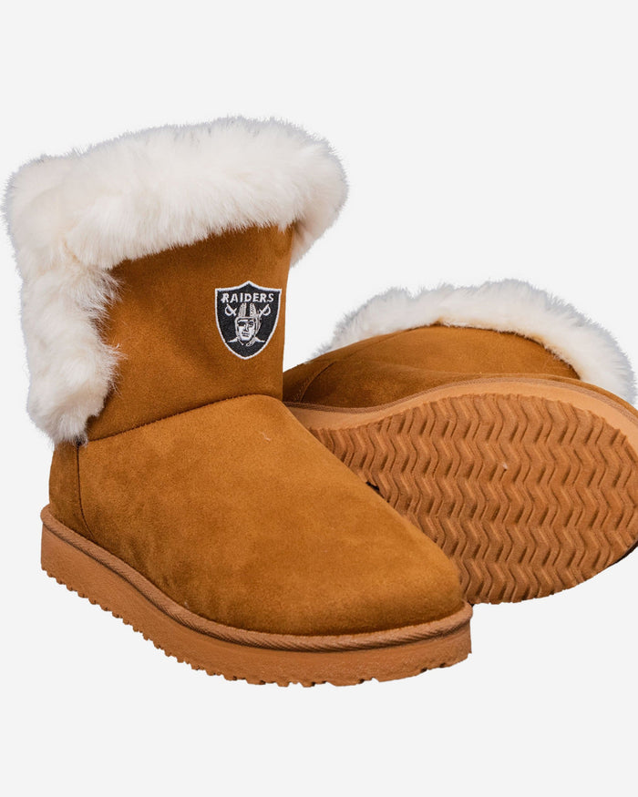 Las Vegas Raiders Womens White Fur Boot FOCO - FOCO.com